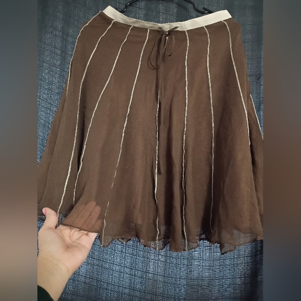 Brown Flowy Women's Skirt Vintage